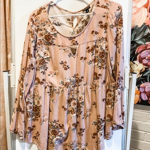 Torrid pink floral babydoll tunic